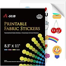 A-SUB Printable Fabric Sticker Paper for Inkjet Printers, 8.5x11 Inches Matte White Waterproof Printable Stciker Paper for Making Custom Stickers 10 Sheets, Tear-resistant