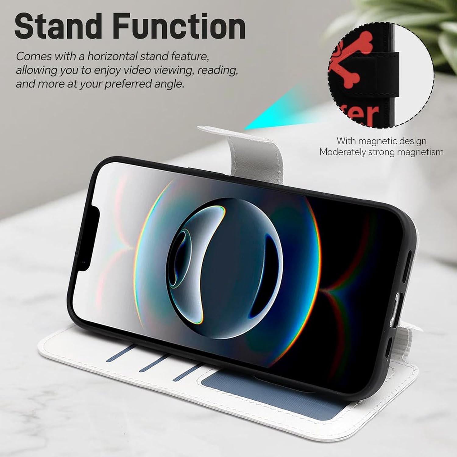 Danger Death Skull Head Compatible with iPhone 16/16 Plus/16 Pro/16 Pro Max/16 E Case Phone Wallet Card Holder Flip Cover with Wrist Strap