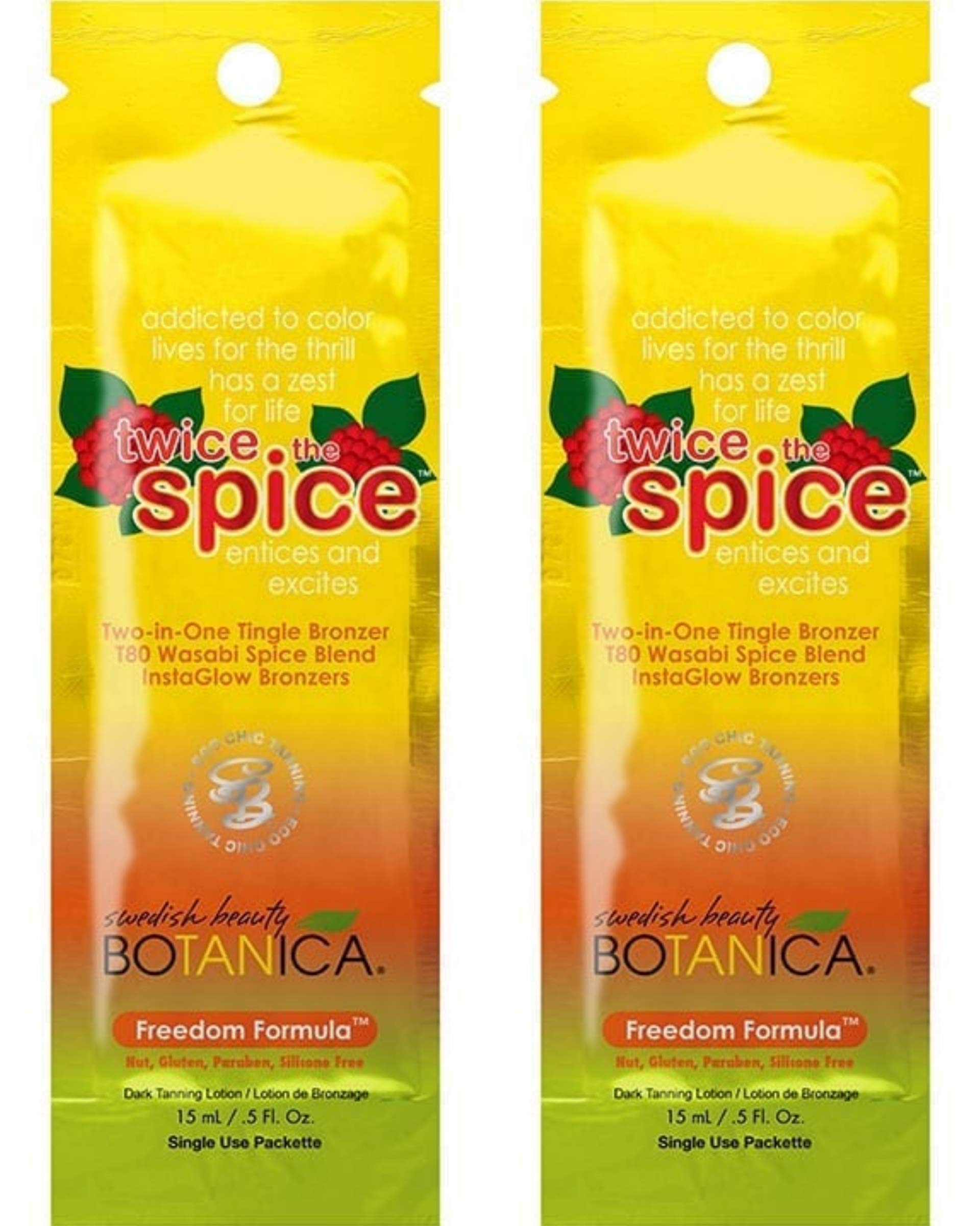 2 Swedish Beauty Twice The Spice Tingle Bronzer Tanning Lotion Sample Packets