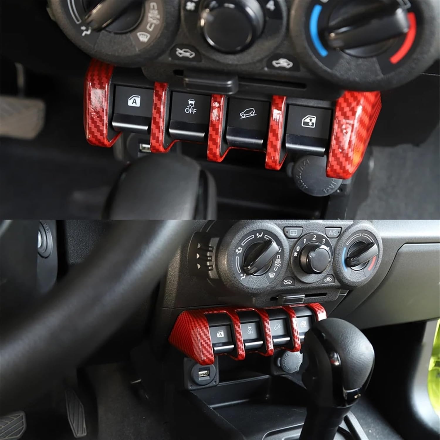 Window Lift Switch Panel Decoration Cover Trim Sticker for suzukis Jimny 2019 2020 2021 2022 2023 Car Interior Accessories ABS(Red)