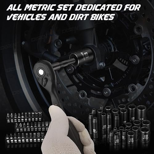 Miniatura 3 de DISEN Juego de 64 llaves de impacto, juego de llaves de vaso de 14 pulgadas, métricas (0.157-0.591 in) de profundidad y poco profunda de 6 puntos,