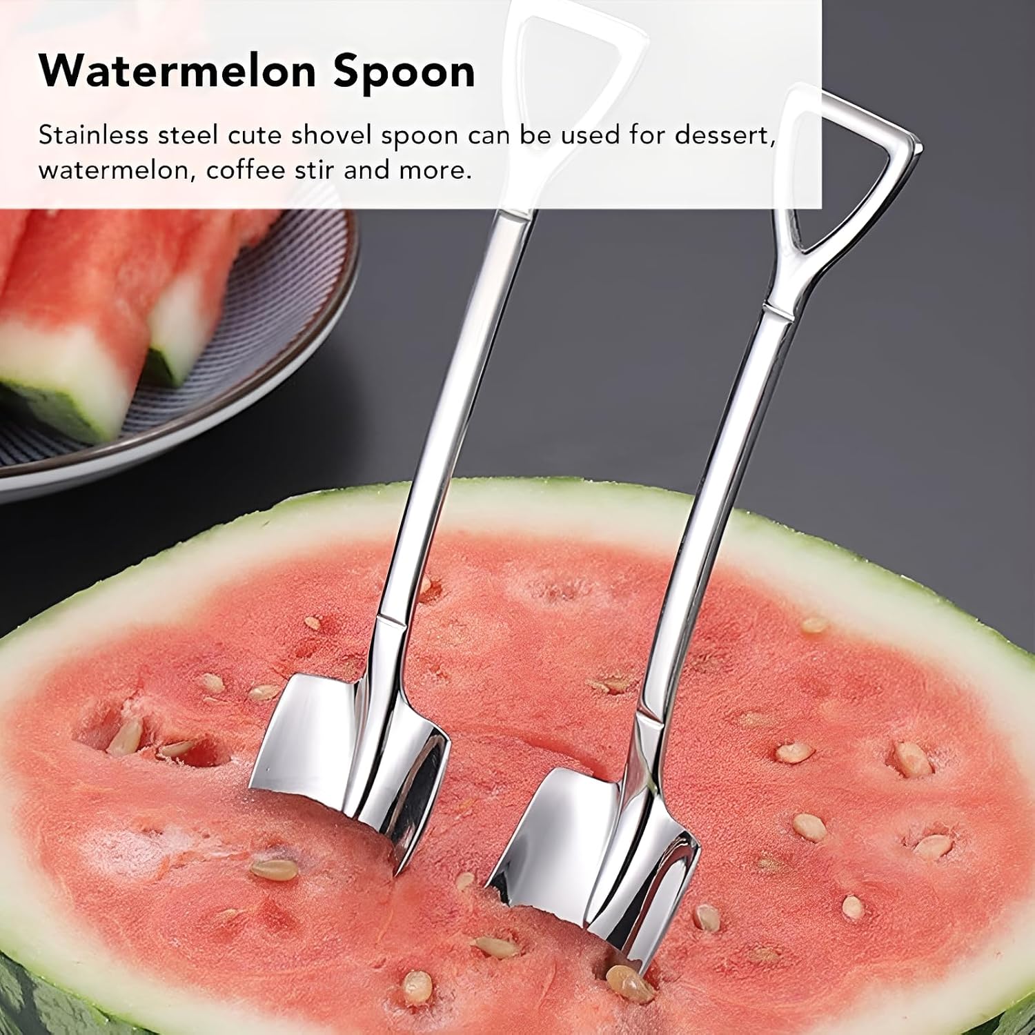 4 Pcs 410 Stainless Steel Flat and Pointed Shovel Spoons, 6.1in
