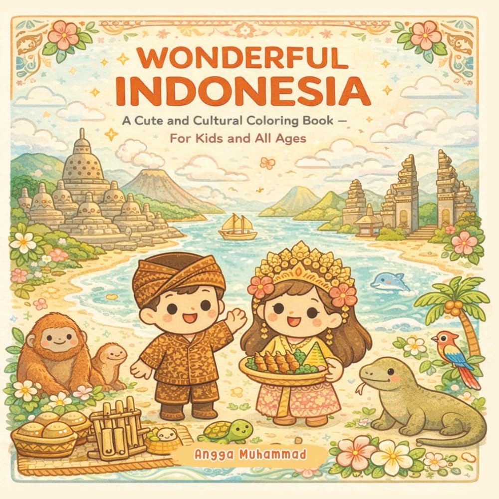 WONDERFUL INDONESIA: A Cute and Cultural Coloring Book Exploring Culture, Nature, Cuisine, Architecture, and Traditions from Sabang to Merauke — For Kids and All Ages