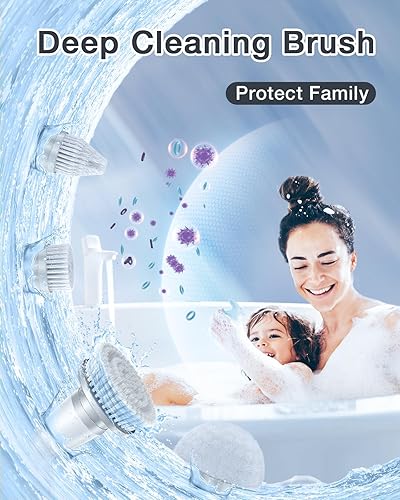 Miniatura 7 de Cepillo de limpieza inalámbrico Axyra IPX7 2024 Axyra IPX7, limpiador eléctrico de 380 RPM para baño, ducha, bañera, lechada, baldosas con mango