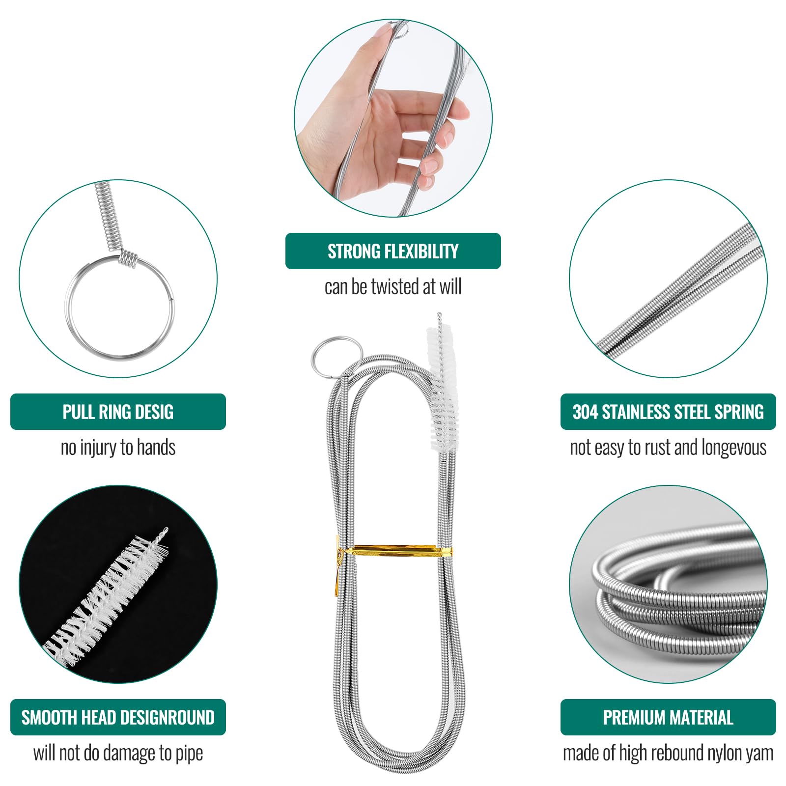 4 Piezas Cepillo de Limpieza para Desagüe, 160cm Flexible Cepillo de Limpieza de Tuberías Juego de Limpieza Flexible y Largo para frigorífico, para la Limpieza de Baño Cocina