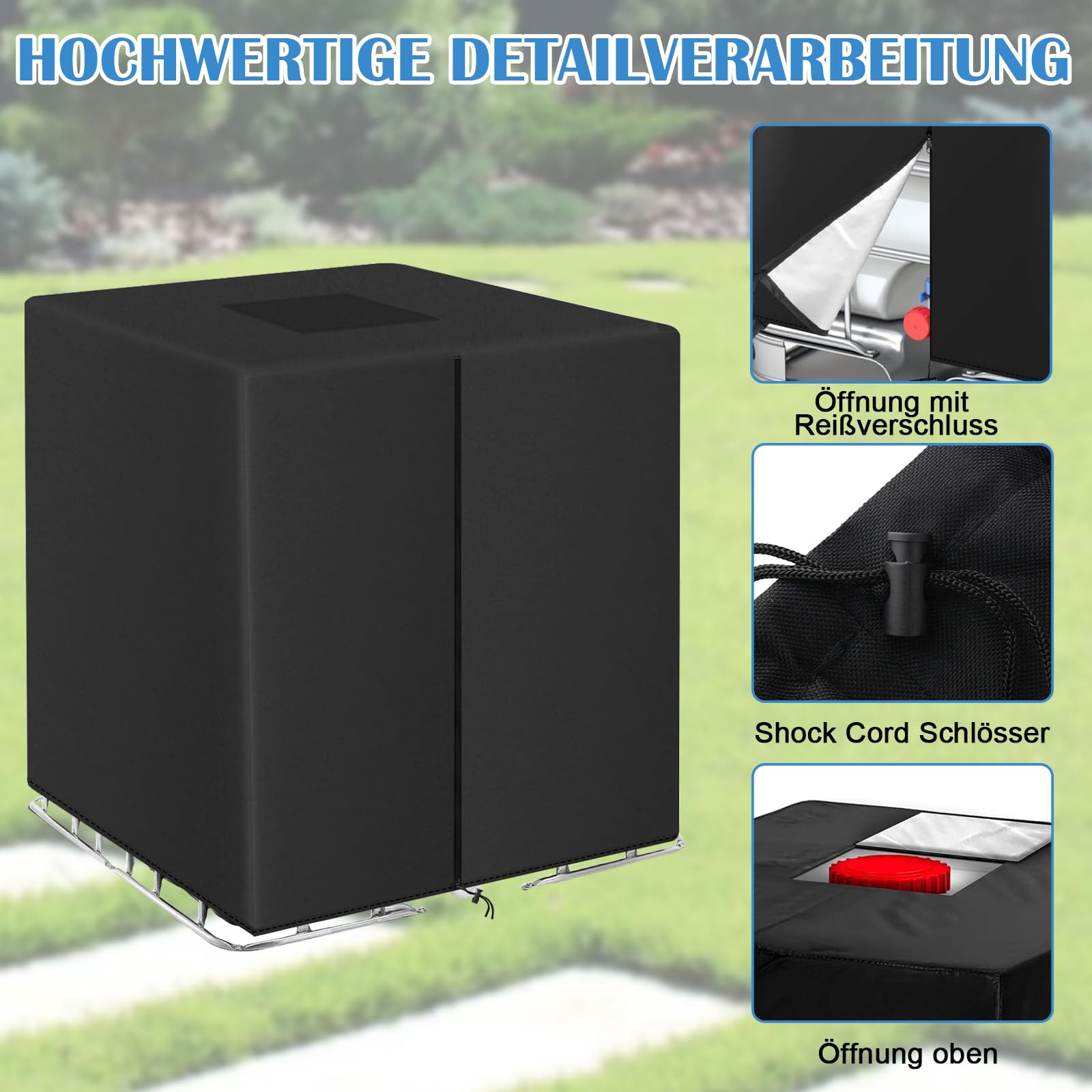 2 Bâches Pour Cuve 1000L Anti-UV Avec Fermeture Éclair - Housse Protection IBC 116x100x120cm Noire