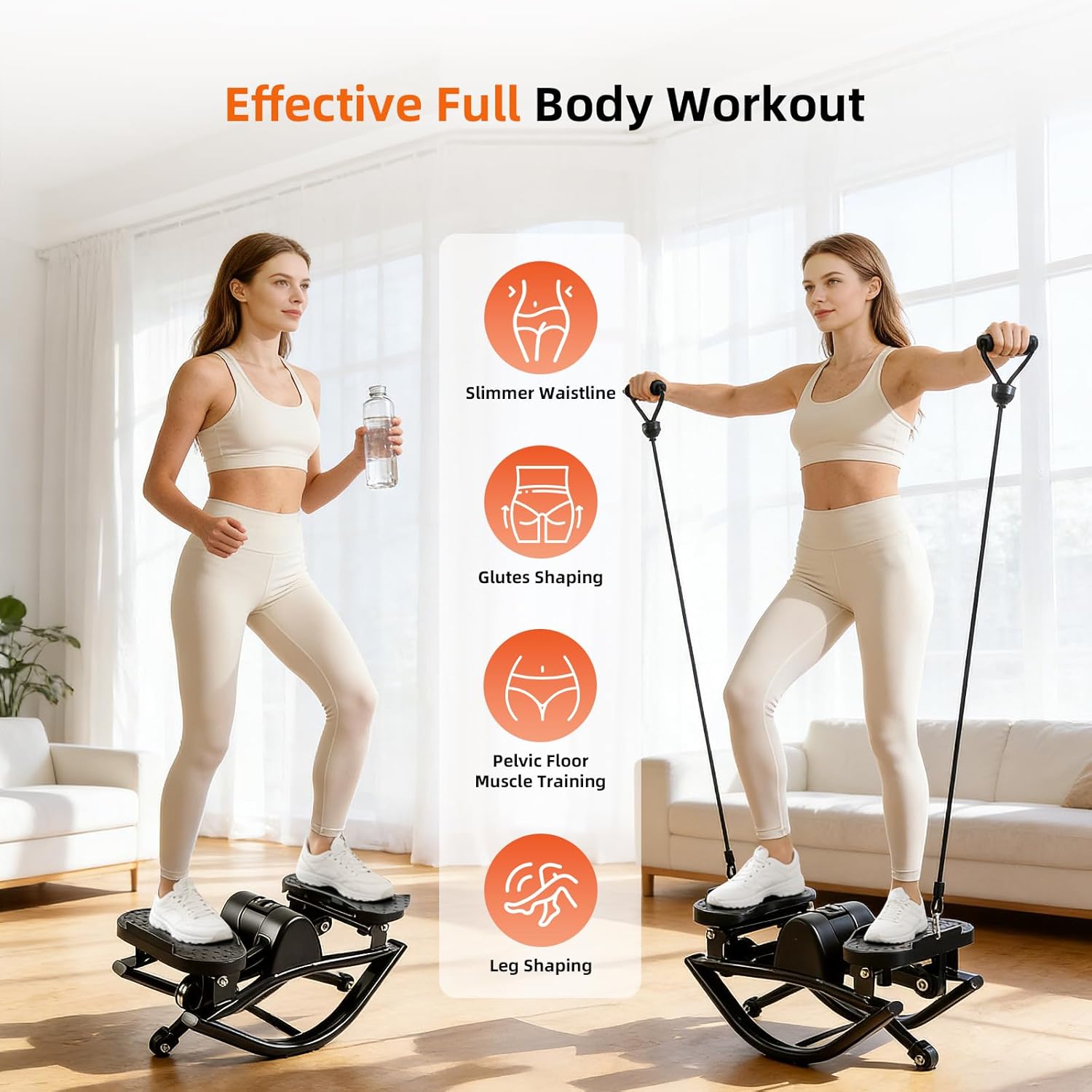 Rock Fitness Stepper, Portable Step Rocker Side to Side at Home, Aerobic Workout Machine Fitness Equipment Suitable for Apartment and Dormitory