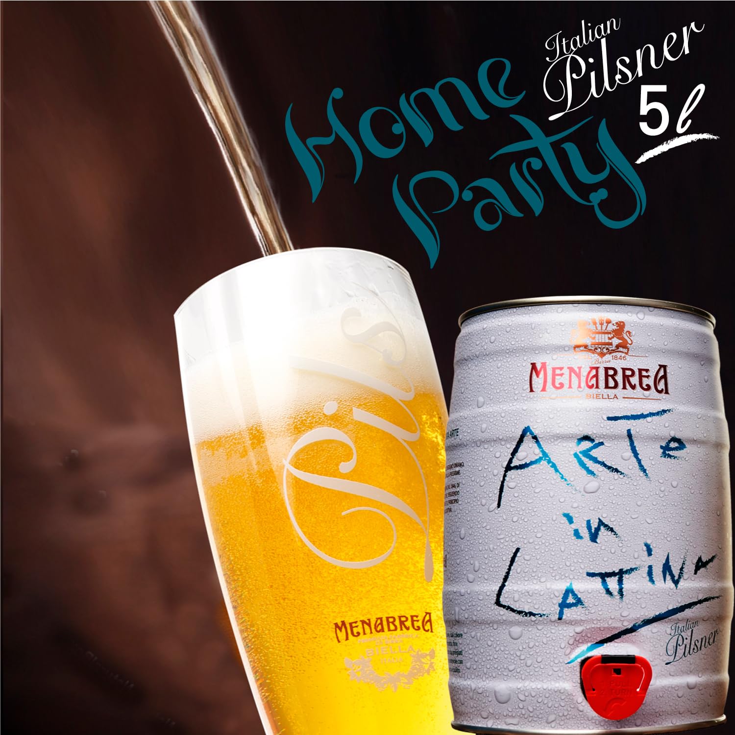 MENABREA - Birra Pils - Arte In Lattina - Fustino da 5L - 5000 ml