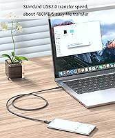 Vista 5 de Cable de carga súper rápida USB C a USB C de 20 pies y 240 W, cable de carga trenzado de nailon tipo C a tipo C compatible con iPhone 15, iPad Air