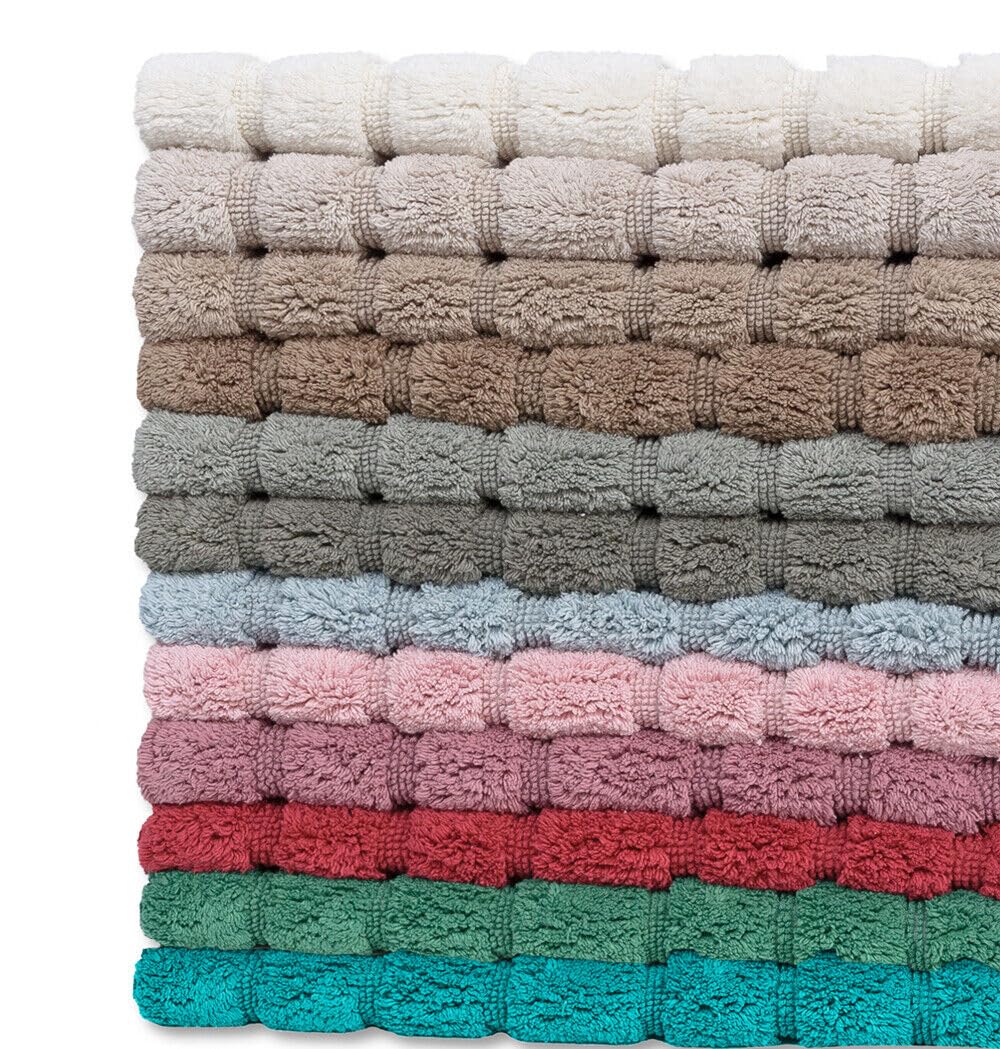 emmevi Tappeto Bagno Parure Puro Cotone Elegante Morbido Soffice Antiscivolo Set 3 Pezzi Bianco