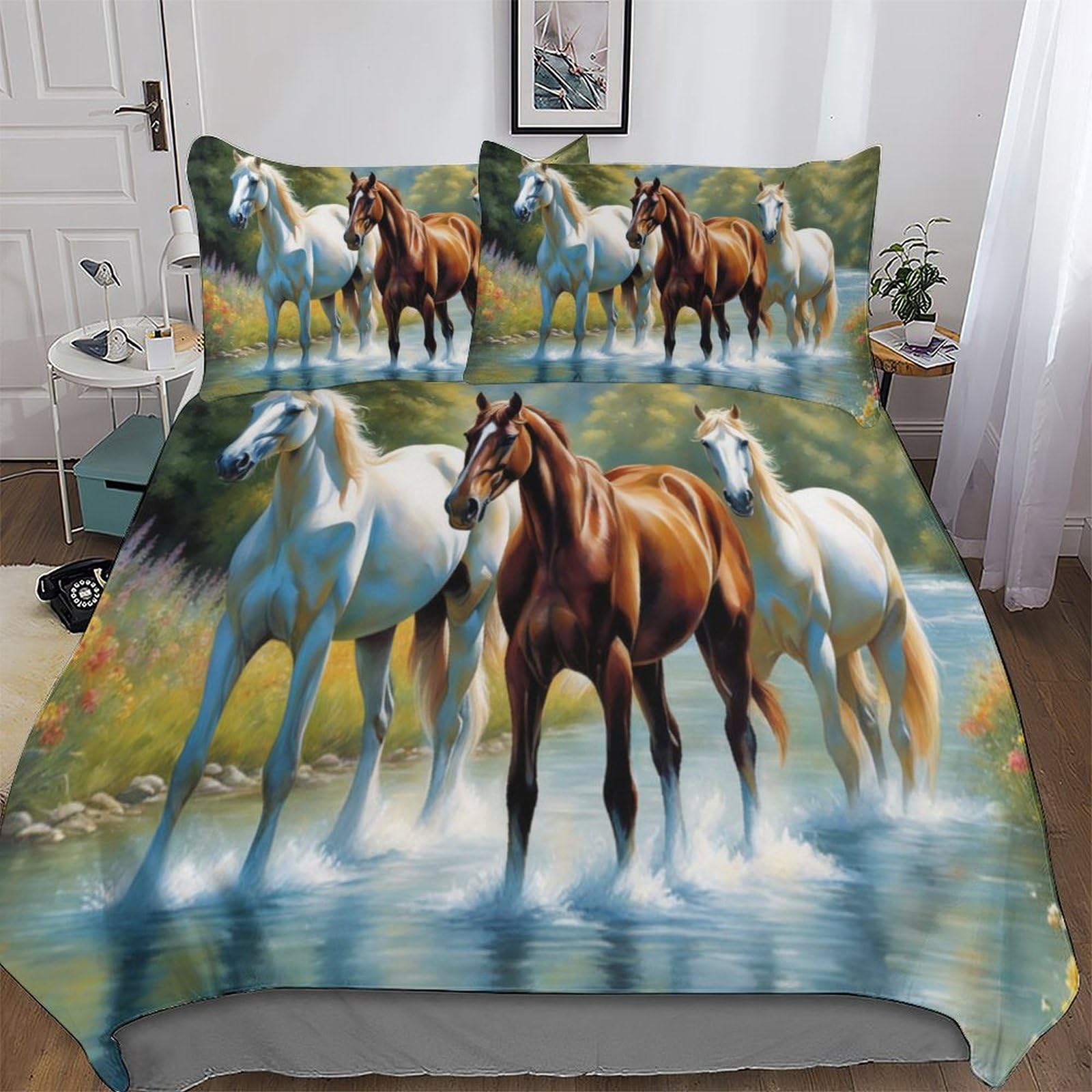 Ensemble de literie cheval pour chambre d'enfant et adulte