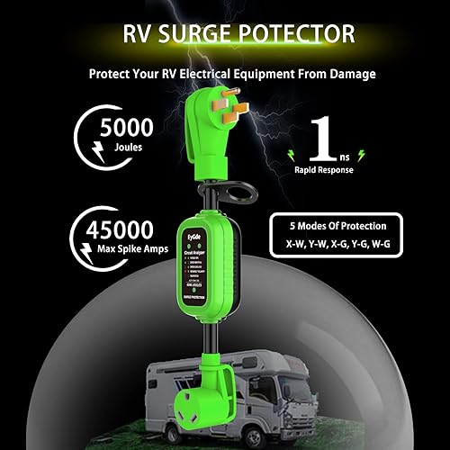 Miniatura 3 de EyGde Adaptador de 50 amperios a 30 amperios para RV con protector contra sobretensiones, enchufe adaptador patentado de 5000 joules NEMA 14-50P a