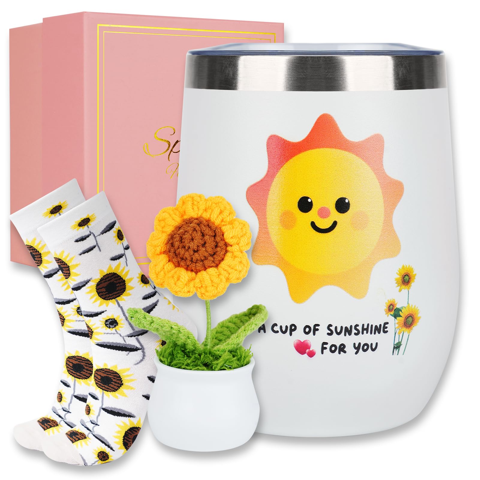 TOONGEEN Sunflower Gifts for Women Get Well Soon, Inspirational Gifts for Her Mum Wife Best Friends Sister, Sunshine Thank You Gift Thinking of You Mug Set
