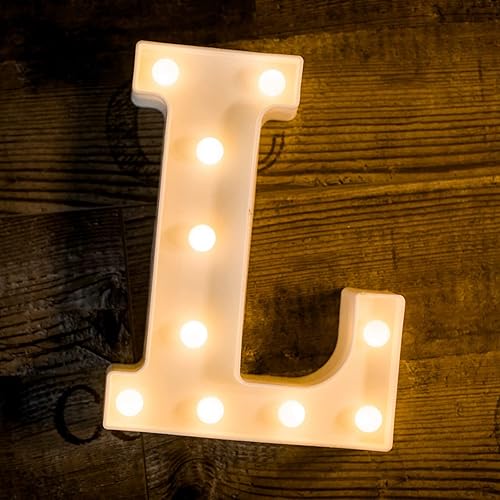 Foaky 26letras del alfabeto con luces LED, letras que se iluminan, luces de noche, para bodas, fiestas de cumpleaños, funcionan con baterías, luz