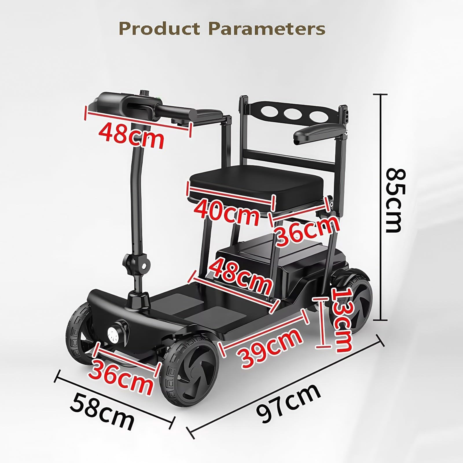Scooters De Mobilité pour Adultes,Scooter De Mobilité À 4 Roues,De Freins Électromagnétiques Et De Pneus Pleins, Adapté Aux Personnes Âgées pour Leurs Déplacements Et Leurs Voyages.