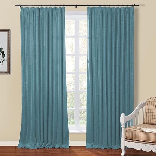 Miniatura 8 de Drapifytex Cortinas plisadas de 64 pulgadas de ancho y 84 pulgadas de largo para dormitorio, cortinas de lino sintético con textura marfil para sala