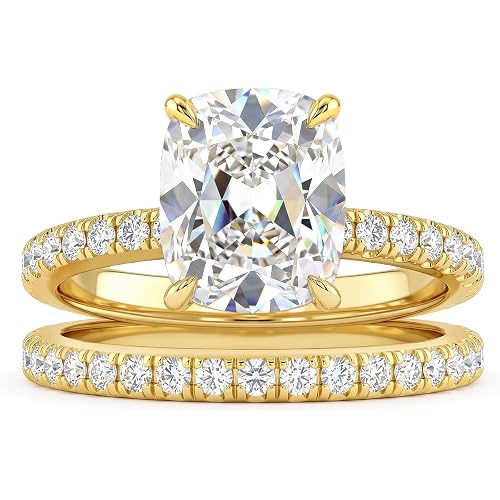 AVECON 3/5CT Elongated Cushion Cut Engagement Ring Set for Women, Travel
