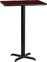 Vista 8 de Flash Furniture Stiles - Mesa rectangular laminada de nogal de 24 x 30 pulgadas con base de mesa de altura de barra de 22 x 22 pulgadas