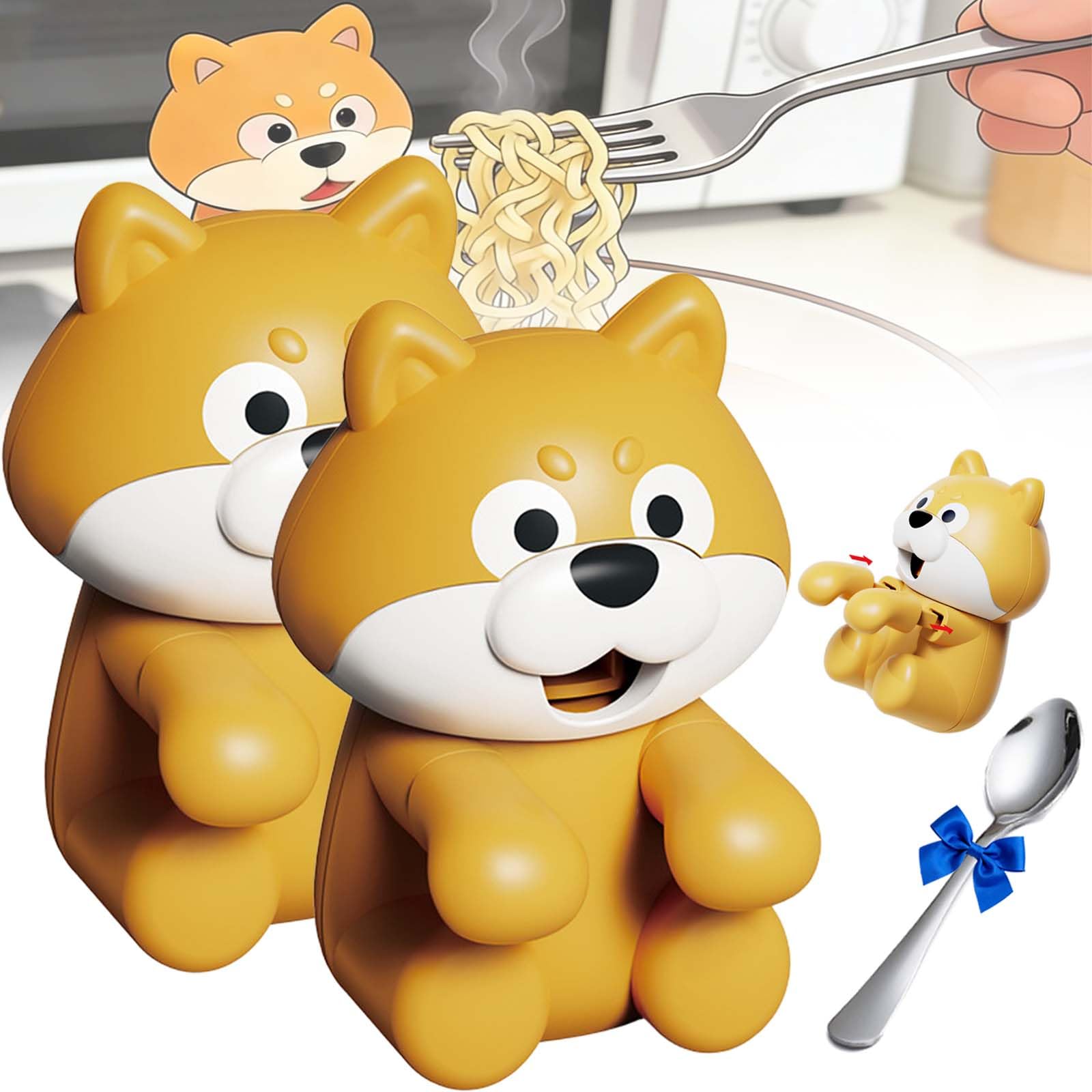 Mini Food Cooling Fan, Clip-on Mini Fan for Cup & Bowl, Dog-Shaped Air-Blowing Cooling Attachment, Cute Animal Shaped Personal Fans for Hot Drinks (2PCS)