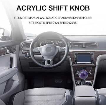 Round Ball Marble Style Shift Knob Universal Manual Shift Knob Spherical Marble Style Shift knob with 3 Adapters M8x1.25, M10x1.25, M10x1.5 (Purple)