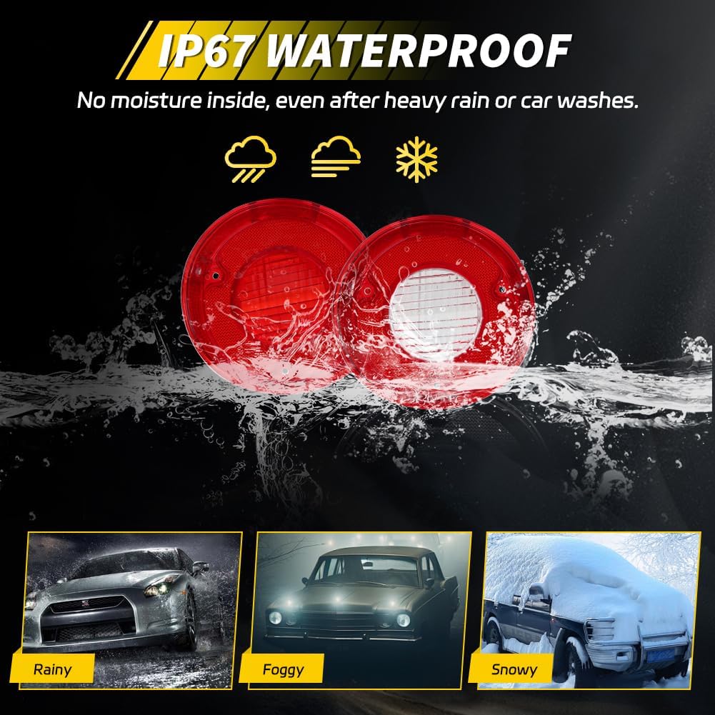 Rear Tail Light Back Up Lens Compatible for Chevelle Malibu SS 1972, [DOT Certified] Rear Bumper Reflector Light Lens [No Bulbs], OEM Part #CH-TL-72, CH-BL-72, 4 PCS, Red Lens