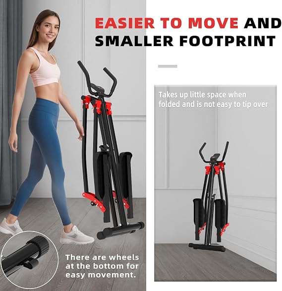 Air Walk Elliptical Glider Machine,30 inch Long Stride Full-Body Cardio Cross Trainer Foldable uitable for Small Spaces,350LBS Weight Capacity