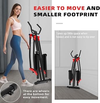 Air Walk Elliptical Glider Machine,30 inch Long Stride Full-Body Cardio Cross Trainer Foldable uitable for Small Spaces,350LBS Weight Capacity