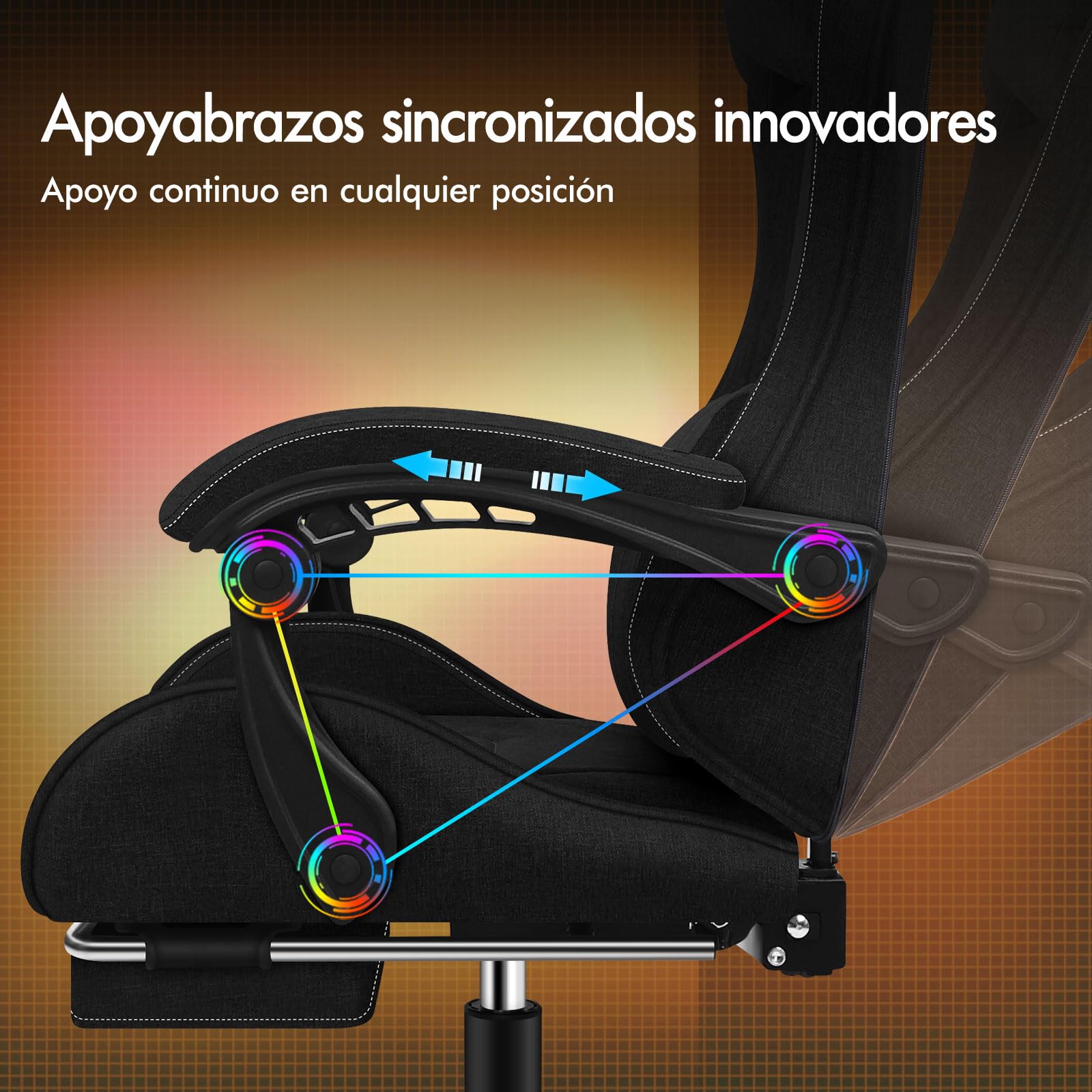 ALFORDSON Silla Gaming Ergonómica con Masaje, Silla Gamer de Oficina con Reposapiés Retráctil, Lumbar Massaggiante,Altura Ajustable,Asiento Cómodo,Reclinable 150°,Soporta 180 kg, Lino(Negra)