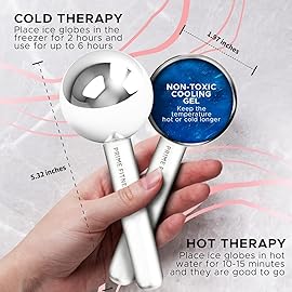 Ice Globes for Facials | Unbreakable Steel Cooling Roller | Cryo Sticks for Face | Massager for Face Neck & Eyes | Skin Care for Dark Circles, Puffiness, Wrinkles, Collagen Production (Gold)