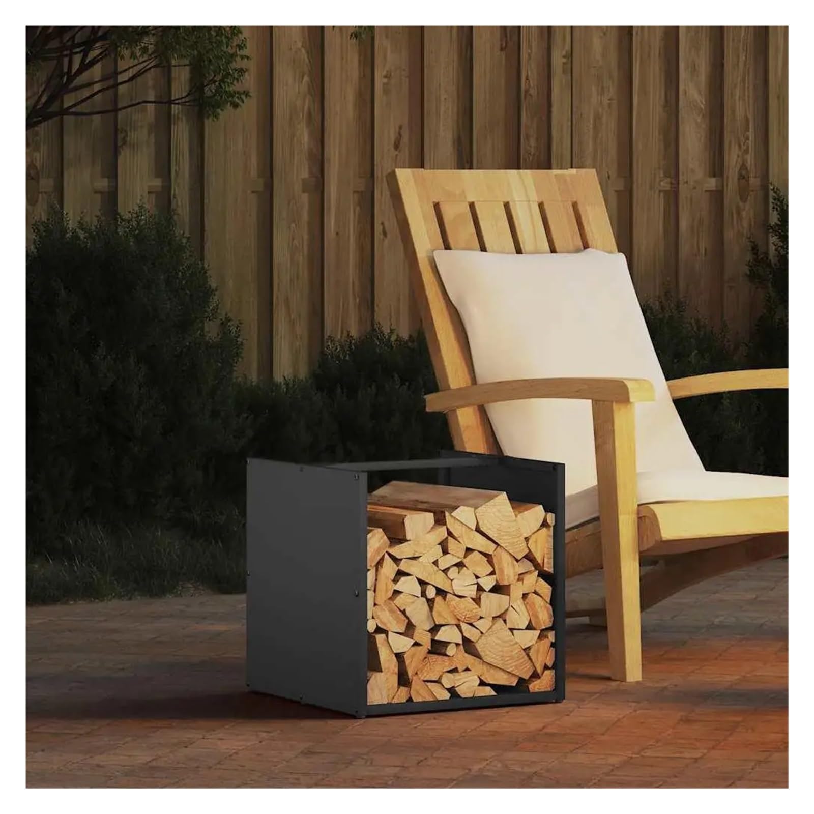 Porta legna Portalegna nero 40x40x40 cm - Soluzione di stoccaggio durevole in acciaio laminato a freddo