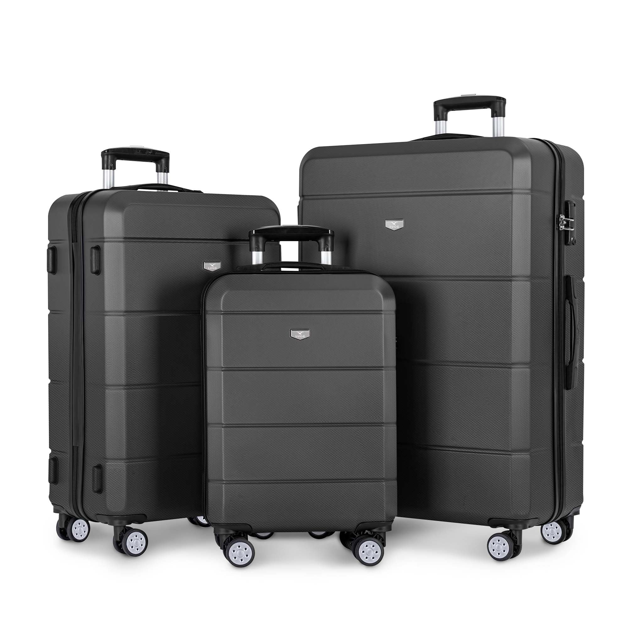 LUGG Travel Suitcase Set - Jetset 3-Piece Hard Shell Luggage, 20" 24" 28 Strong & Lightweight with Secure TSA Lock, Smooth 360° Wheels, Internal Pockets - Airline Approved