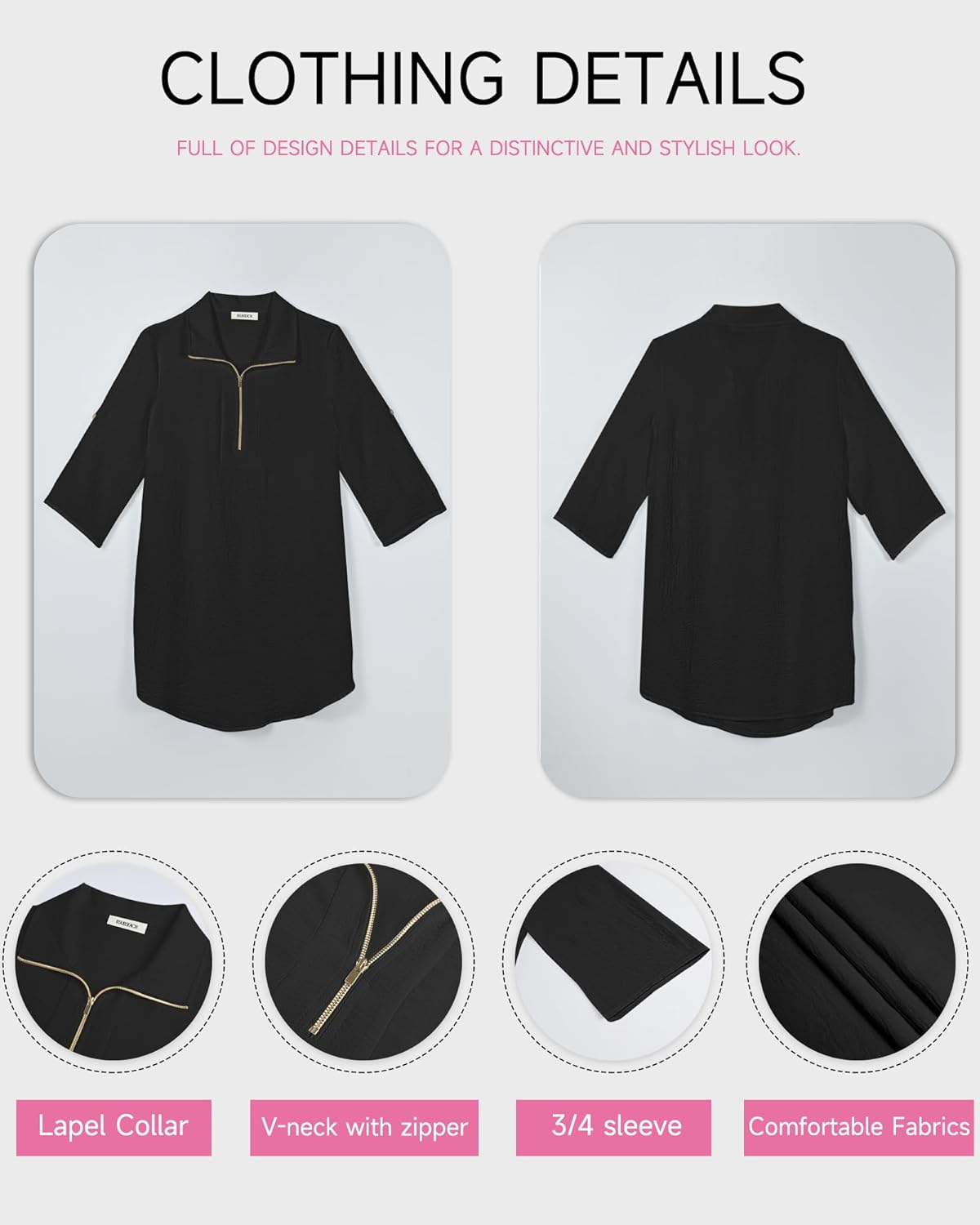 Bsubseach Swimsuit Coverup for Women 3/4 Sleeve Bathing Suit Cover Up Polo Shirt Beach Dress Vacation Outfits - Image 6