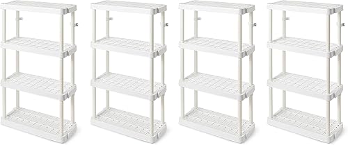 Miniatura 1 de Gracious Living Estantería de servicio mediano ventilada ajustable de 4 estantes de 14 x 32 x 54.5 pulgadas, sistema organizador para el hogar,