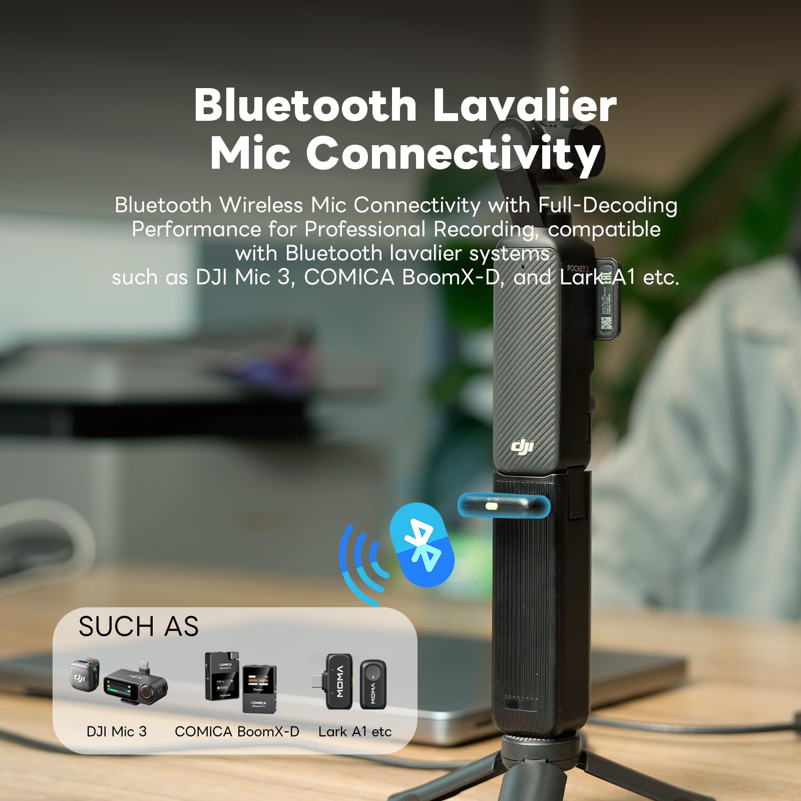 Poignée Batterie Osmo Pocket 3/4 avec Connexion Micro, 5000mAh, Décodage Complet, USB-C, Affichage d’Alimentation, Streaming, Filetage 1/4"