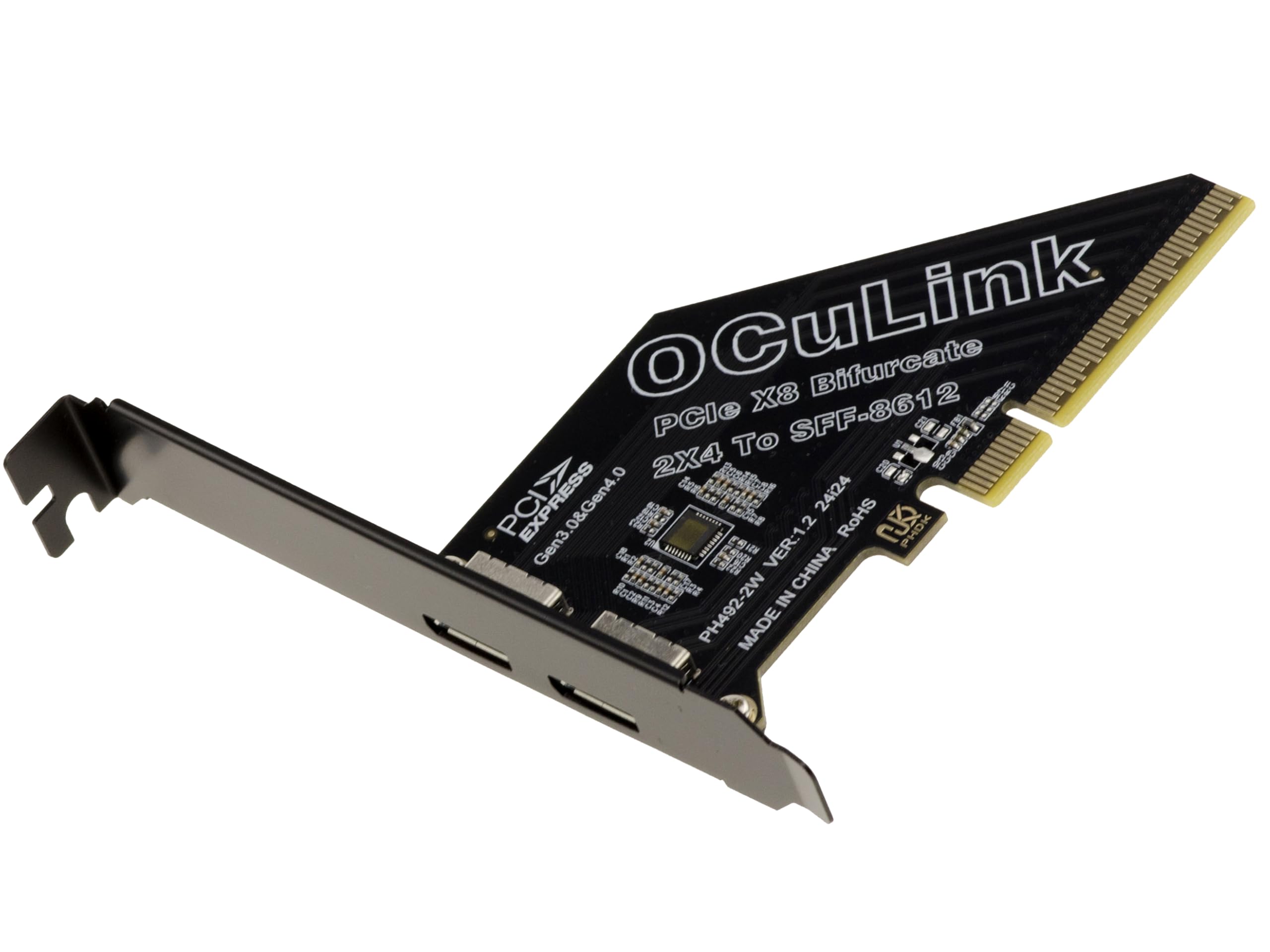 KALEA-INFORMATIQUE Carte PCIe Gen4 x8 vers 2 Ports Oculink | Carte PCIe Gen4 vers 2 ports Oculink pour bifurcation