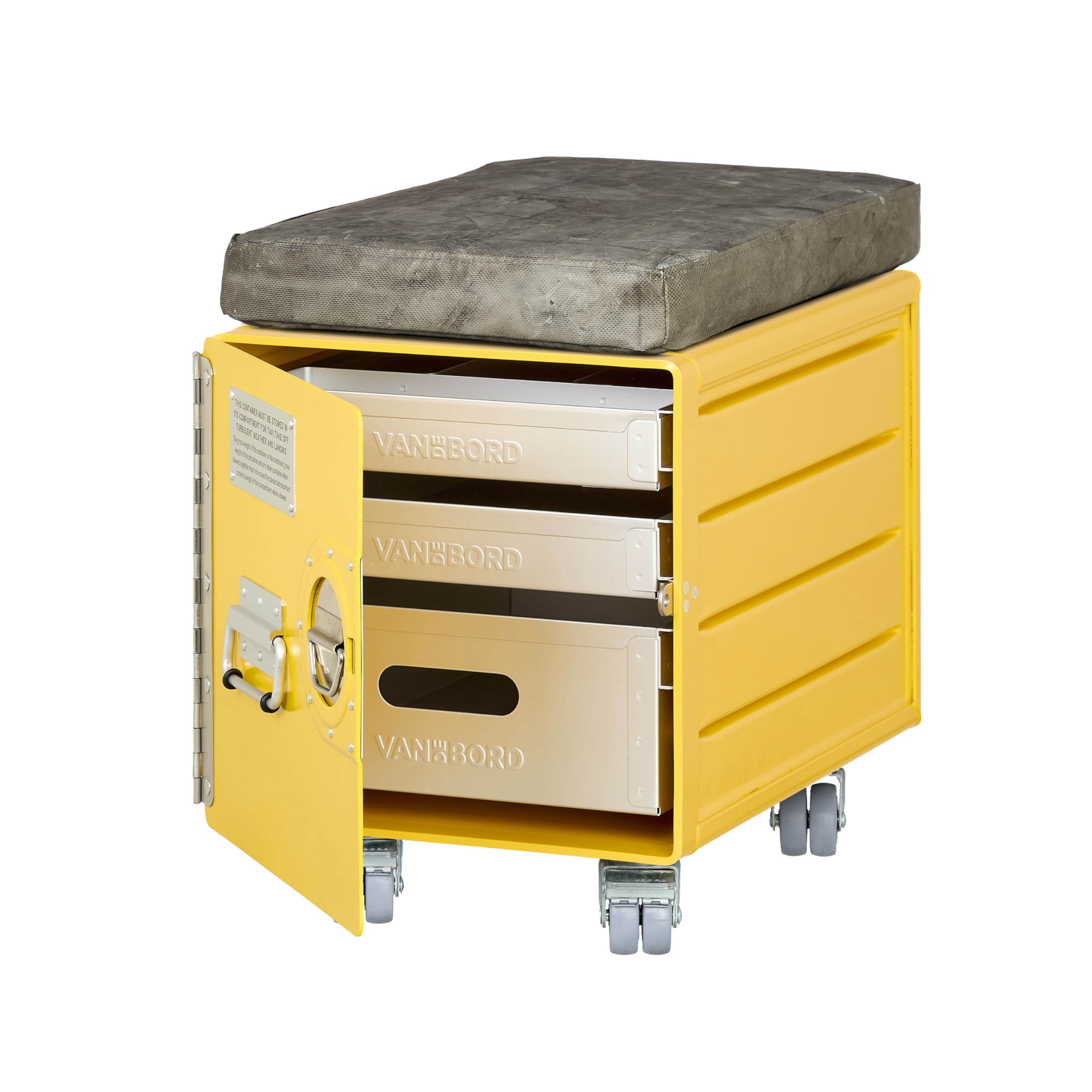 Hocker Büroschrank, Rollcontainer mit Schubladen, Lagerschrank Metall, Industrial Möbel, Schubladenschrank Werkstatt, vormontiert, 40,1 x 29,1 x 39,5, Bord Box M, Goldgelb, Stauraum 1