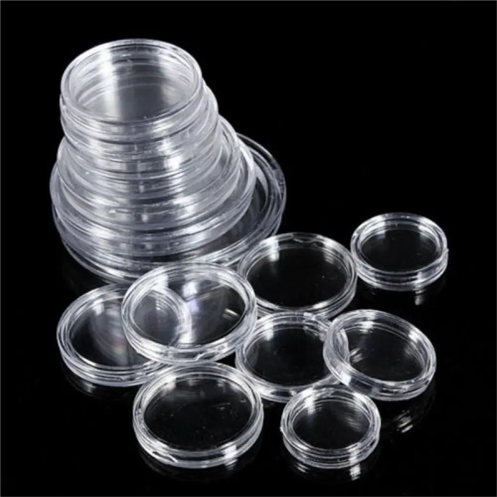Portamonete, 10 capsule trasparenti per monete, in plastica, protezione per la casa (40 mm)