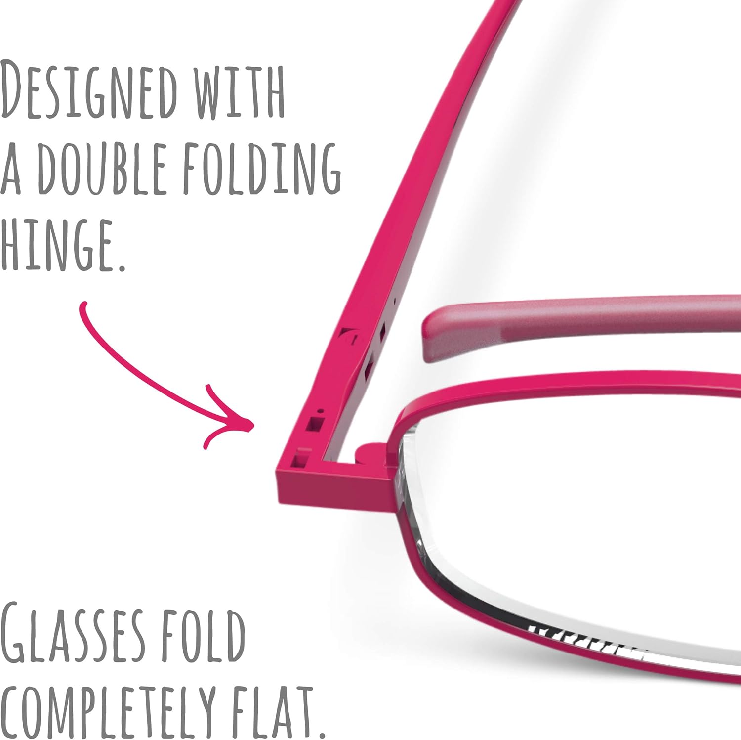 Compact Lenses Flat Folding-Reading Glasses-Berry +2.5