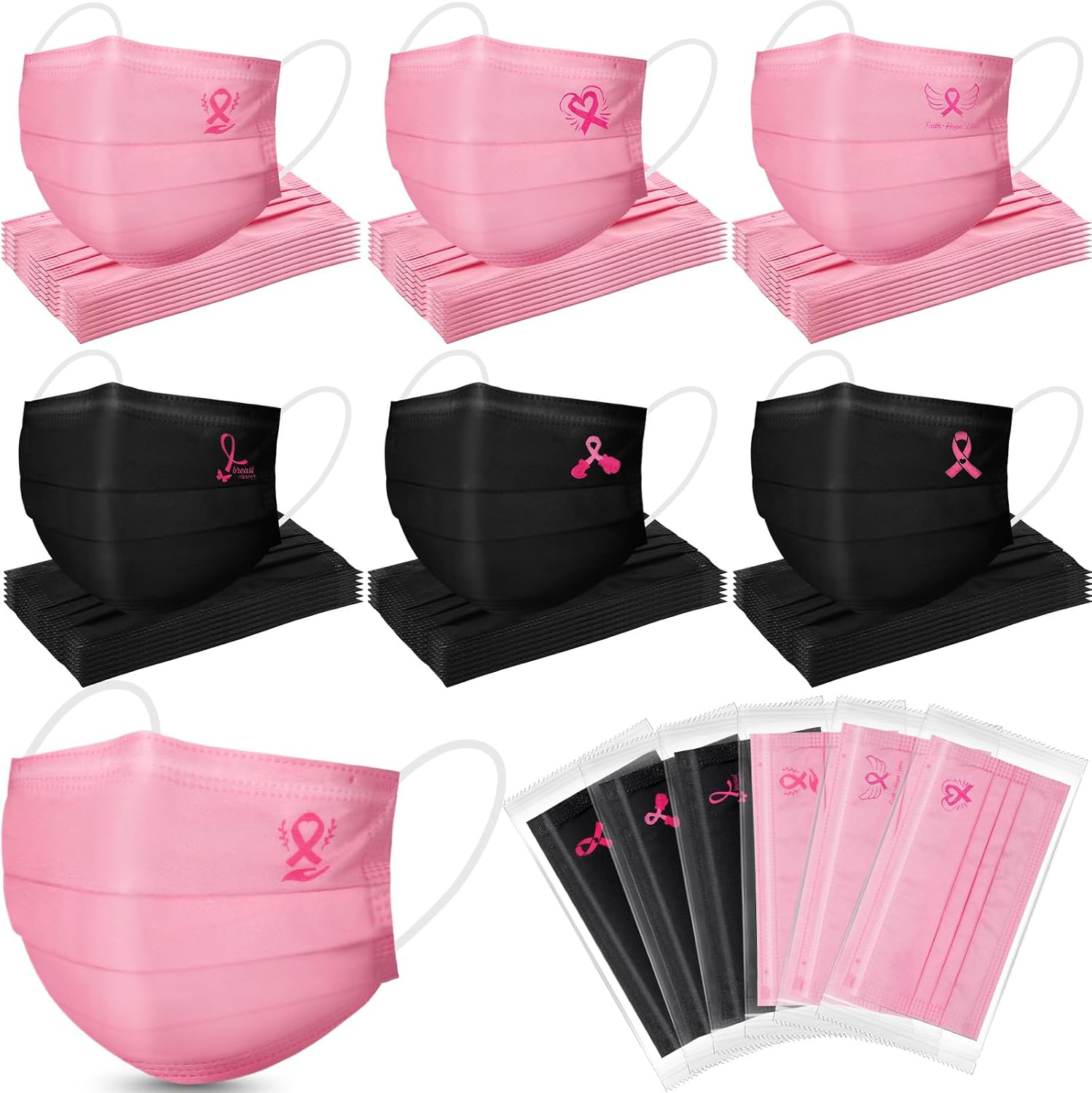 Threlaco Pink Ribbon Face Mask Breast Cancer Awareness Accessories