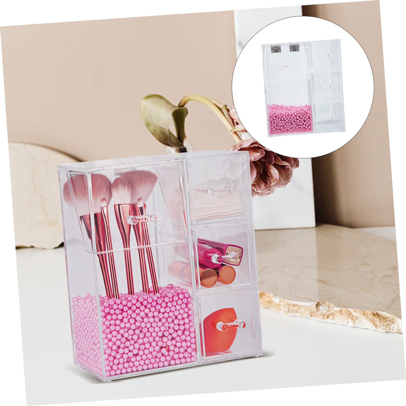 Cabilock Boîte De Rangement Pour Pinceaux De Maquillage Porte-pinceau De Maquillage Clair Boîtes De Conservation Pinceaux Maquillages Perle Étagère De Rangement Se Réconcilier
