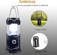 Vista 5 de Linterna LED plegable portátil para campamento, XTAUTO ligera, impermeable, solar, recargable, USB, kits de supervivencia para interiores