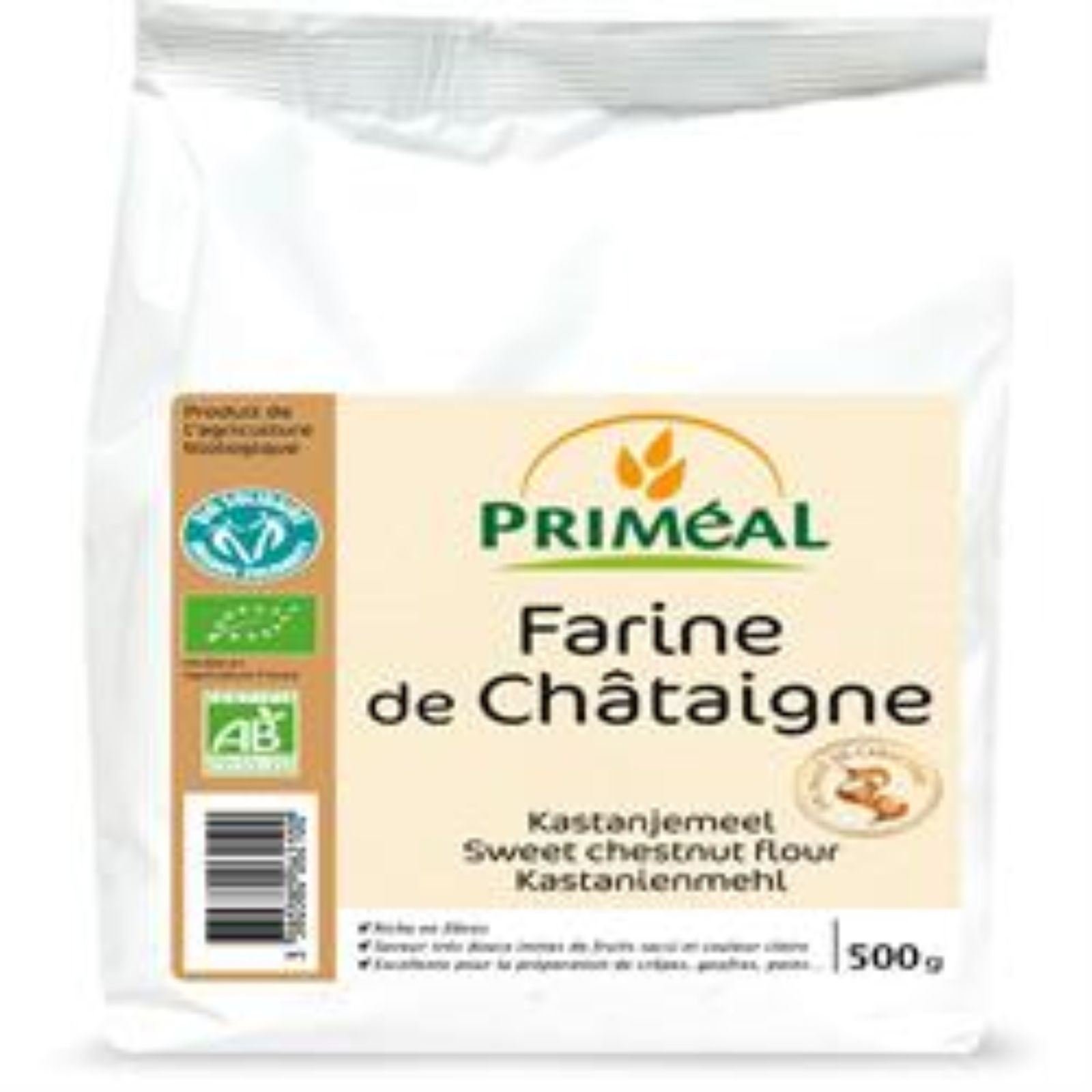 Farine de châtaigne Bio, Farine de Chataigne bio sans gluten, Châtaigne d'Ardèche | 500g | Priméal