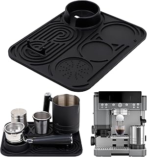 Silicone Coffee Mat - Universal Fit for Ninja Luxe Cafe & Other Machines, Easy Clean Non-Slip Espresso Mat, Protects Countertops & Holds Accessories (Black)