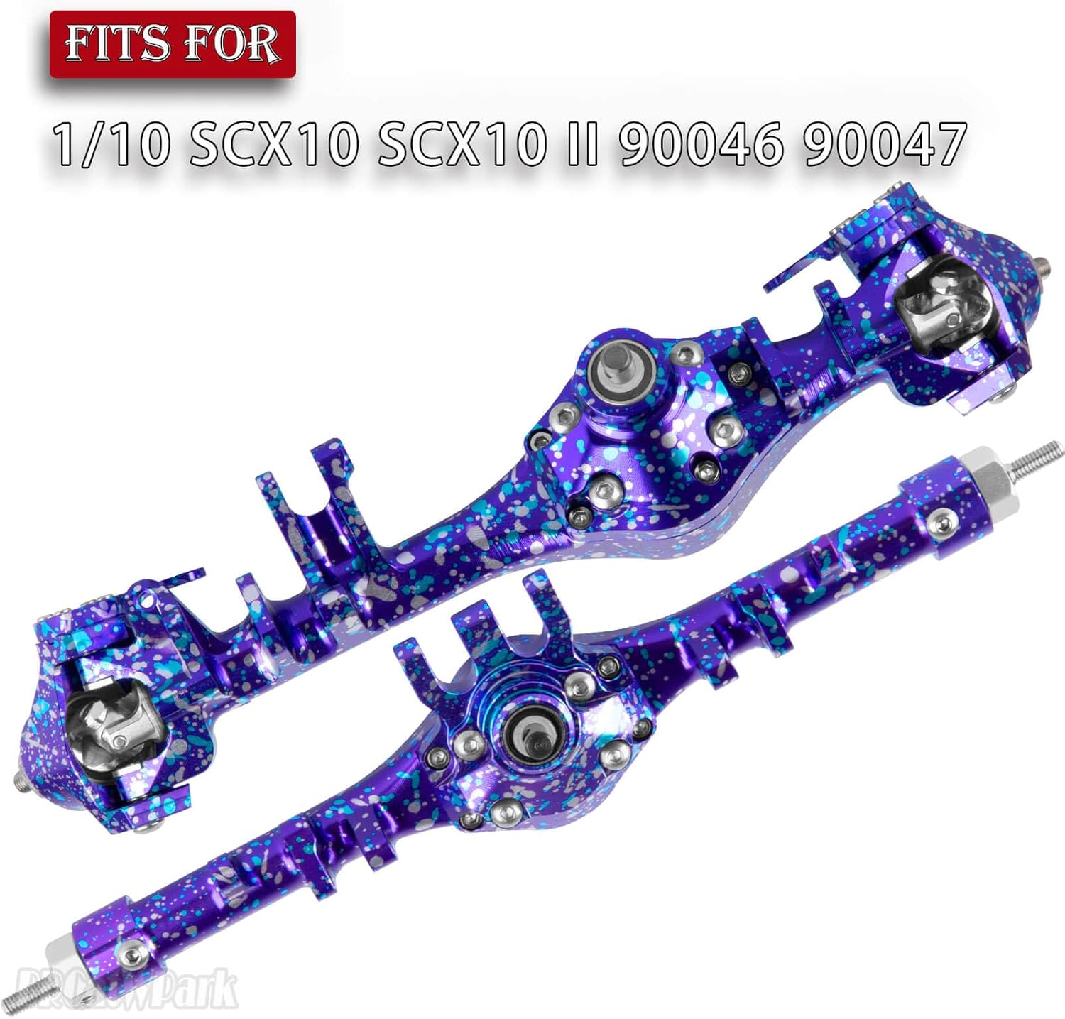 Aluminum Front Rear Axles Upgrades Part for 1/10 SCX10 SCX10 II 90046 90047,RC Alloy Front Rear Axle Hops Up,Colorful(Purple Blue Tone)