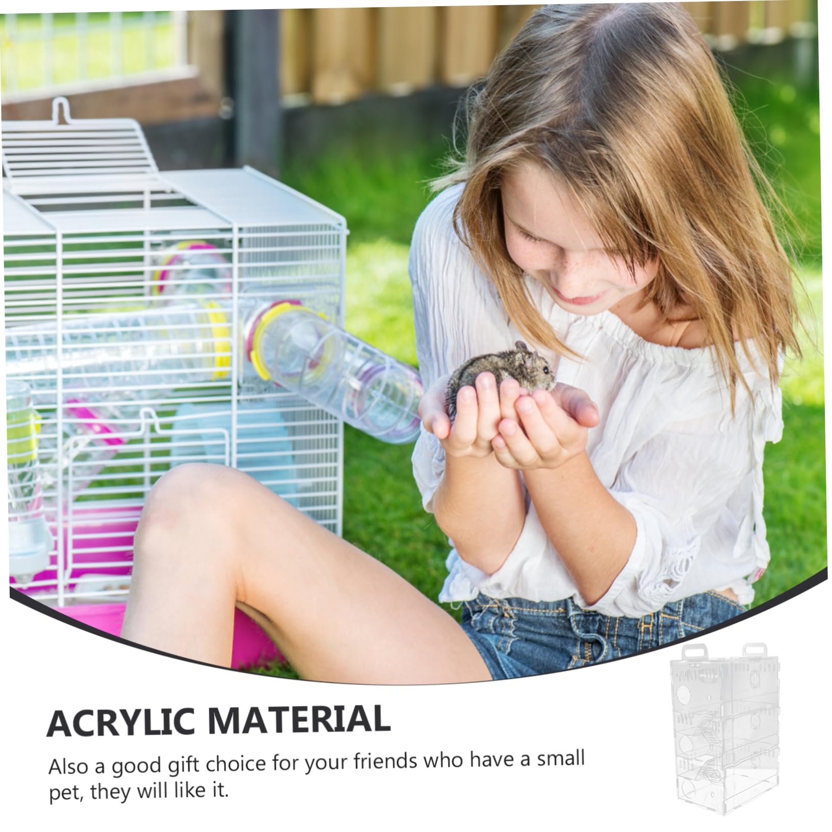 ibasenice Jaula para Hámster de Acrílico Transparente, Casa para Mascotas Pequeñas, Diseño Transpirable E Inodoro, Portátil, Adecuado para Chinchillas y Roedores