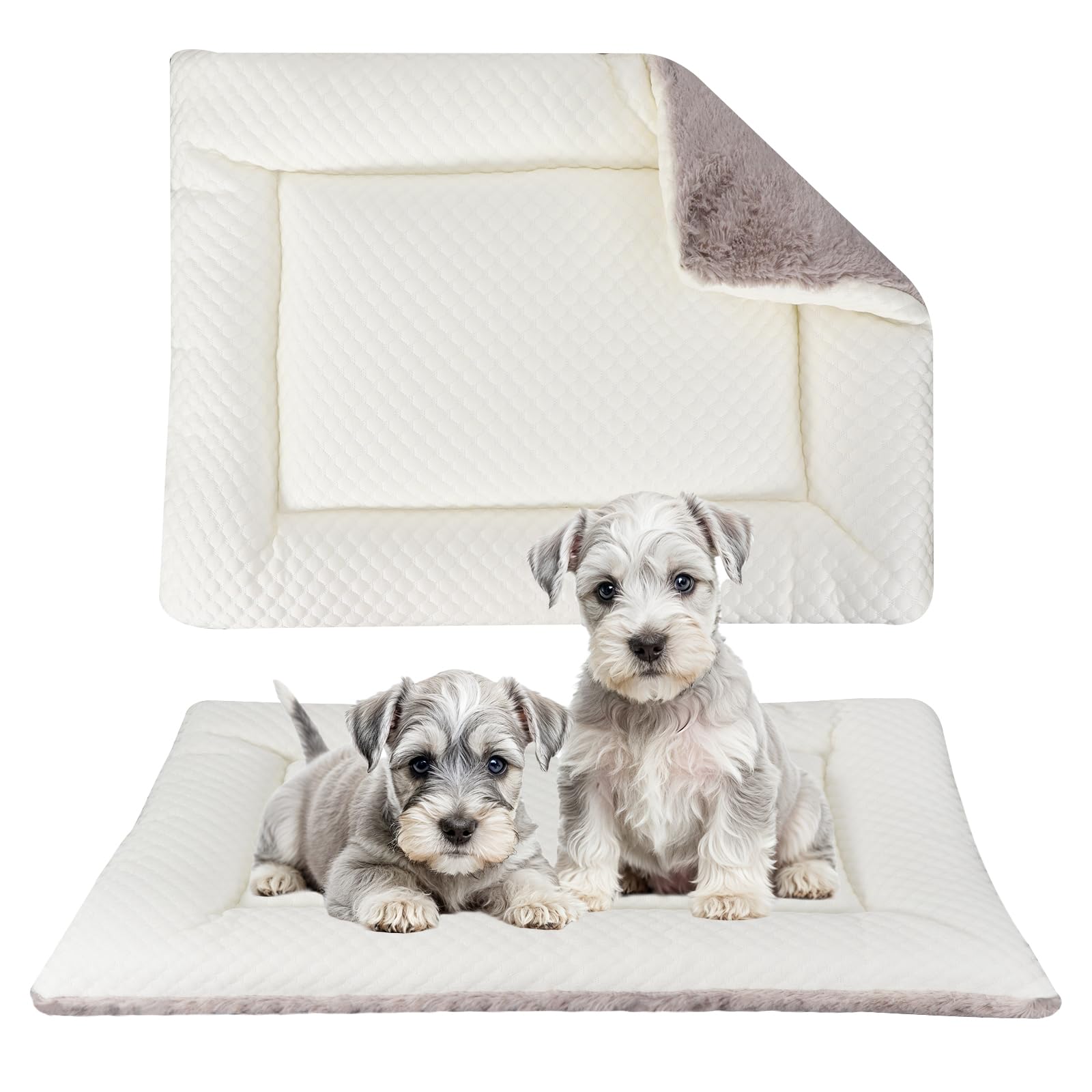 BVAGSS Dog Bed Mat,Crate Pad Reversible,Soft Kennel Pad, Washable Crate Mat (Cool and Warm),Pet Sleeping Mattress for Small Medium Dogs XH080 (91x58cm,Beige) — image 1