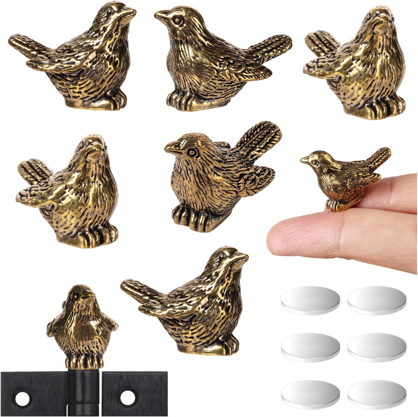6Pcs Brass Sparrow Door Hinge Topper, Hinge Heads Decorative Topper