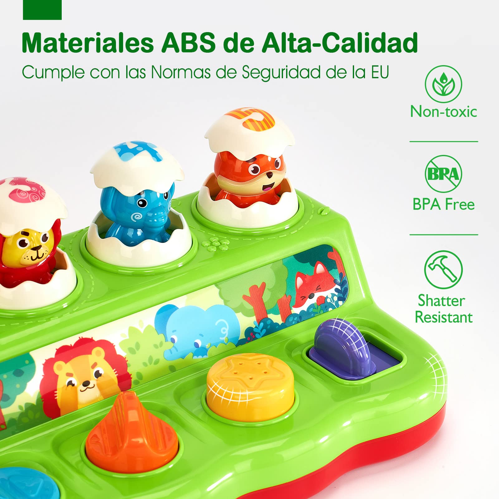 hahaland Juguetes Niños 1 año - Animales Pop-up Interactivo con Luces & Sonidos - Juguetes Montessori para Niños 1 2 3 Años Regalo Educativo