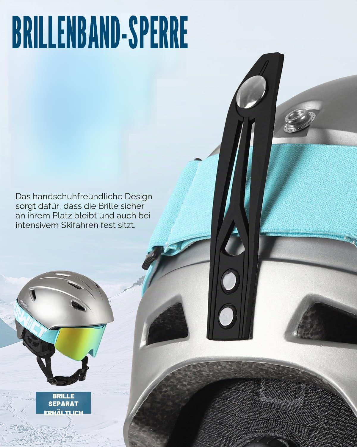 Skihelm für Herren und Damen, Verstellbarer Ski Helm mit 12 Belüftungsöffnungen, herausnehmbares Innenfutter & Ohrpolster, Leichter Snowboard Helm für Wintersport (Silber, L: 59-61 cm)
