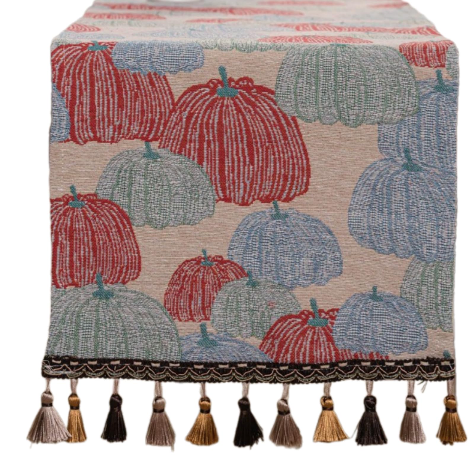 Kalttoy Tasseled Table Runner Tablecloth Polyester Cotton Blend Table Cloth for Farmhouse Wedding Party Decoration Vintaged Setting